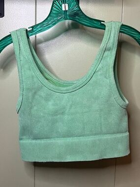 aerie Mint Green Ribbed Scoop Crop Tank Bra